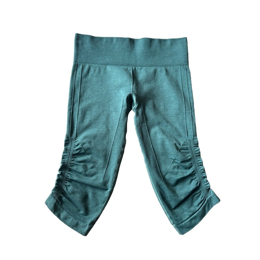 Lululemon Women's 8 In The Flow Crop II Heathered Forest Green Seamless Leggings